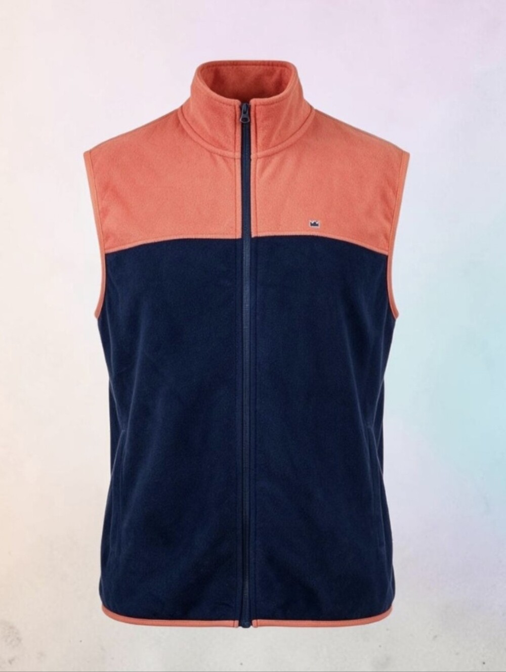 Crown & Ivy Mens Size XL Bib Colorblocked Full Zip Fleece Moc Neck Vest